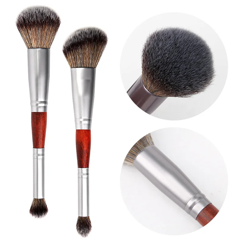 

YALIAO Double-head Foundation Brushes Powder Eyeshadow Blush Brushes Professional Face Makeup Tool Wood Handle Pincel Maquiagem