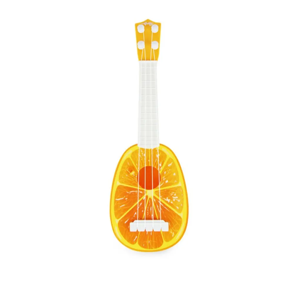 large orange Сенсорные душевные слухи могут играть моделирование укулеле мини-гитары-фрукты игрушка ребенок Раннее Образование музыкальная игрушка инструмент - Цвет: large orange