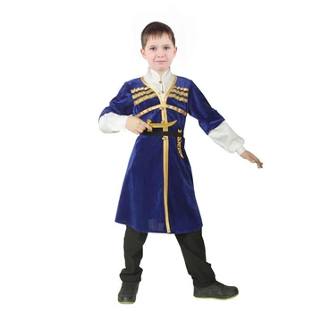 

Suit for lezginka: Circassian coat, dagger, for a boy, p. 32, height 122-128 cm, blue