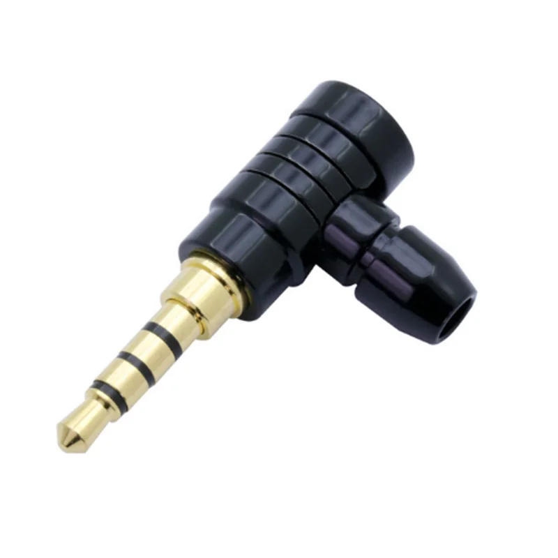 100pcs lot 4 Poles Stereo 3 5mm Right Angle Wire Connector Screw Type 4 Pins 3 5mm Male Plug Gold Plated Headphone Earphone Jack
