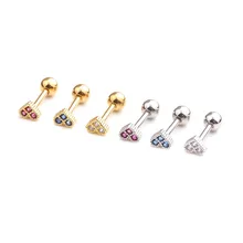 16G Color Zircon Cartilage Helix Tragus Conch Rook Stainless Steel Ear Piercing Earring Stud Body Jewelry Piercing Ear Earring
