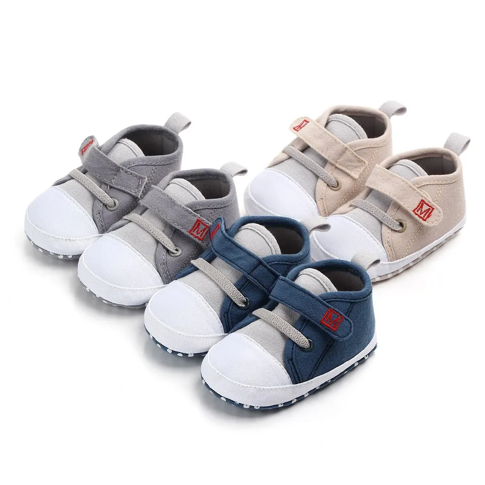 Обувь для новорожденных, весенние кроссовки для маленьких мальчиков и девочек, хлопковая спортивная мягкая обувь для первых шагов, нескользящая детская обувь для 0-18 месяцев