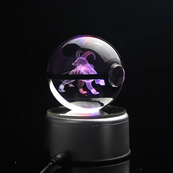 

Pokemon Houndoom Crystal Transparent Glass Ball Cartoon Animals Design Inside Action Figures Pokemon Toy for Decorative Gifts