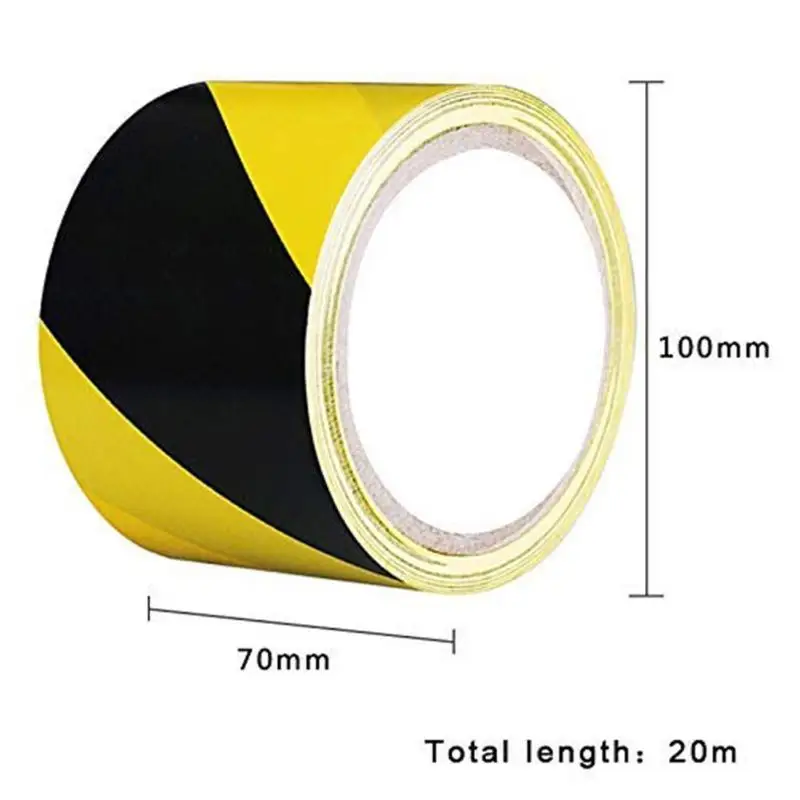 1 Roll Adhesive Tape Safety Warning Tape Black Yellow Workplace Office PVC Adhesive Sticker 7cmx20m