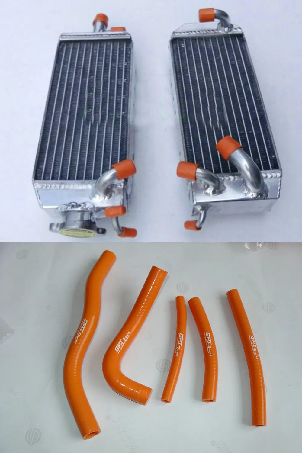Radiator ORANGE Hose Алюминиевый радиатор для Suzuki RM125 RM125T RM125V RM 125 T/V модель 1996-1997+ силиконовый шланг 96 97 - Цвет: Radiator ORANGE Hose