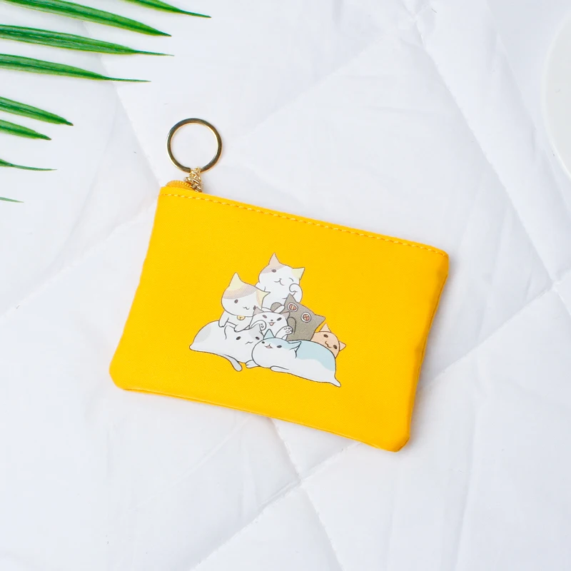 JANE'S Кожаный Модный женский кошелек для монет мини короткий милый кошелек с кошкой для мелочи мини-сумка клатч сумочка Carteira Feminina - Цвет: yellow