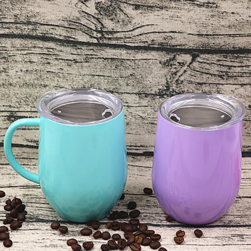 12 oz Insulated Mug With Handles Coffee Cups Stainless Steel Double Wall Vacuum Insulated For Ice And Hot Drink Wine Glass