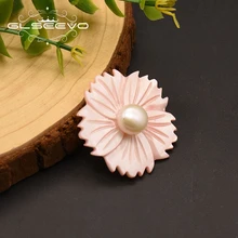 GLSEEVO натуральный пресноводный белый жемчуг розовая Цветочная Брошь розовый для женщин Изящная Одежда Аксессуары Роскошные ювелирные украшения подарок GO0351