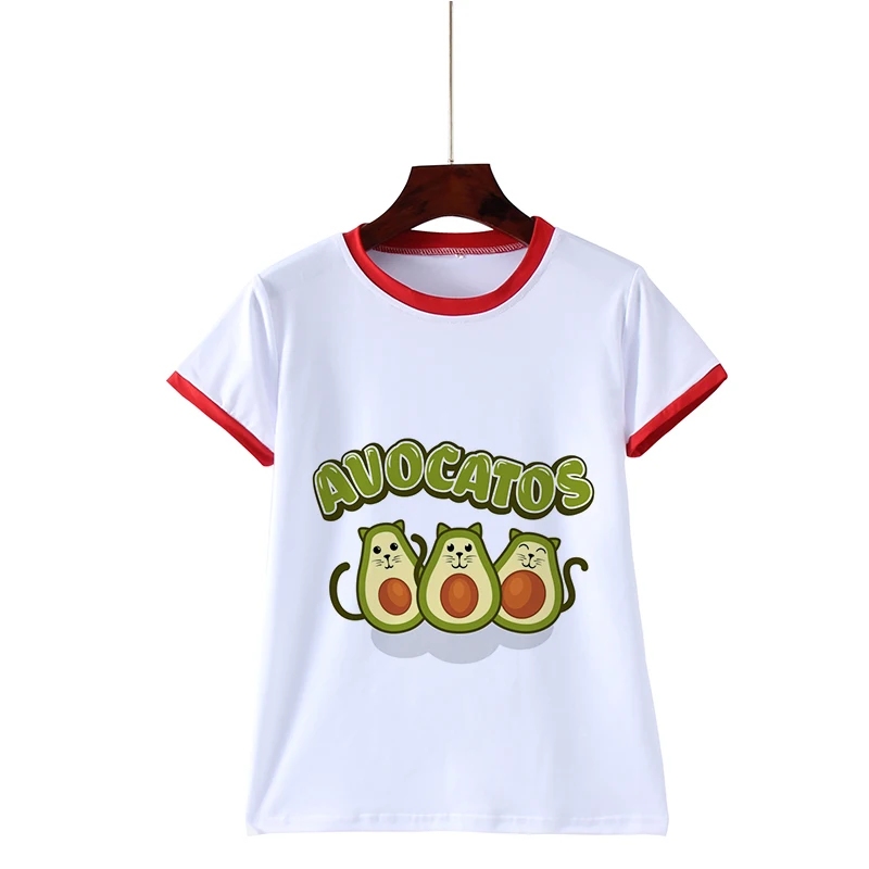 Авокадо забавная кавайная уличная футболка летние футболки с принтом женская