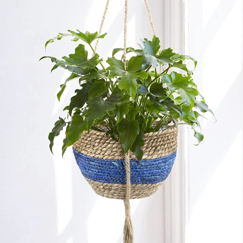 Flower Pot Cover Indoor Outdoor Plant Pots Seagrass Hanging Planter Basket 