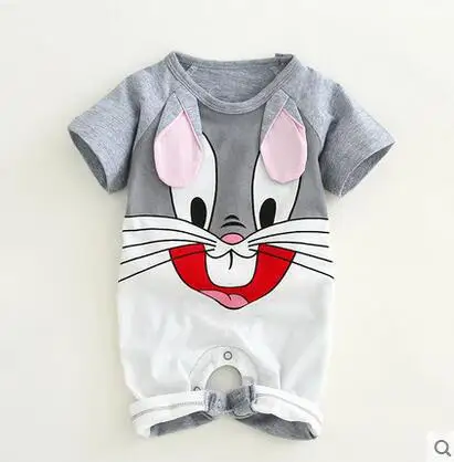 

On Behalf of Baby Clothes Cotton Short Sleeve Rabbit Ear Jumpsuit Summer Men And Women Baby Rompers Crawling Clothes