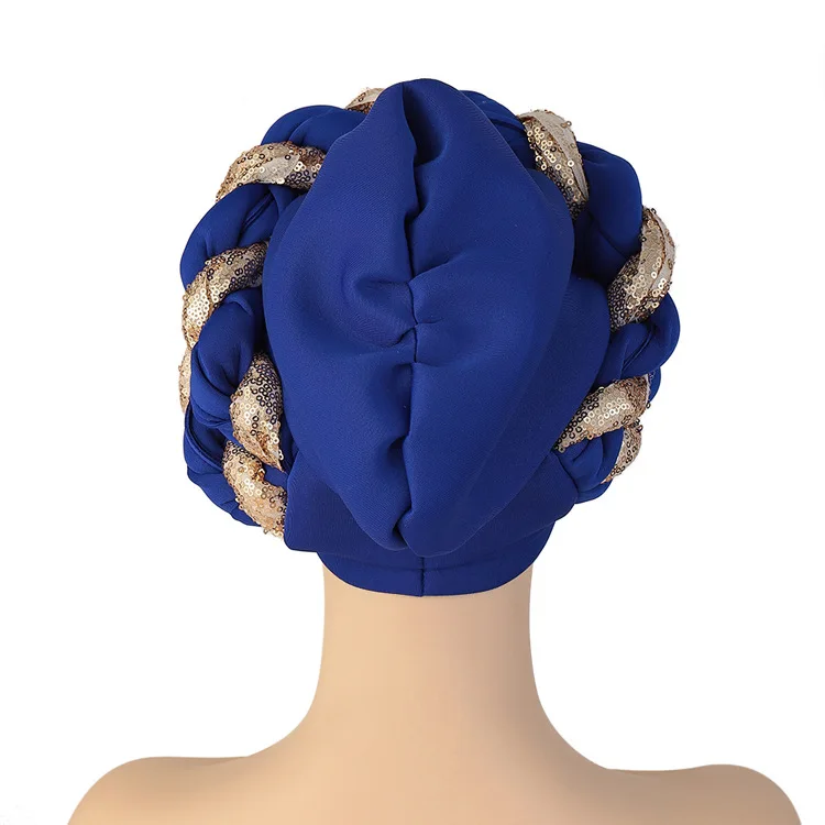 african attire for women 2021 Latest African Auto Geles Headtie Already Made Headties Shinning Sequins Turban Cap for Women Ready Female Head Wraps african wear for ladies