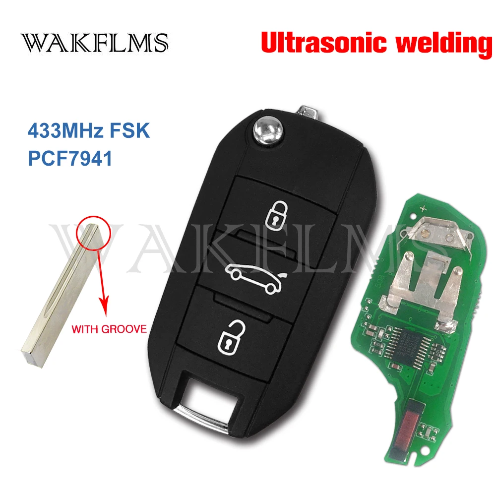 3 Buttons 433MHz PCF7941 ID46 HU83 Remote Key for Peugeot 508 208 2008 201 208 2008 408 4008 5008 HELLA 5FA010 353-20