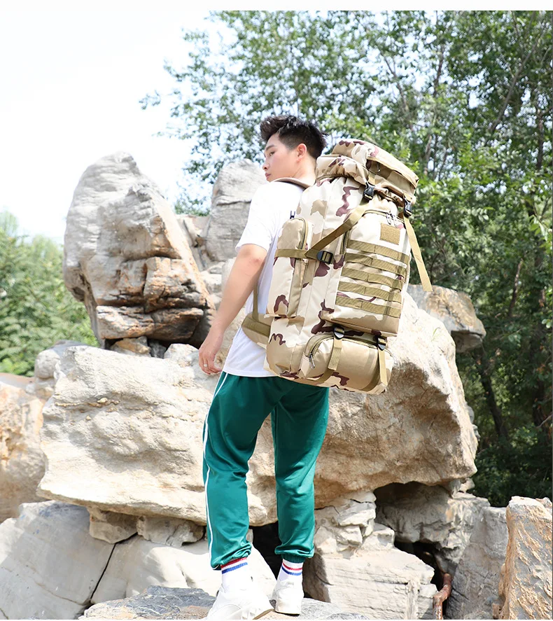 80L Водонепроницаемый Тактический Рюкзак Molle Camo, военный армейский походный рюкзак для кемпинга, рюкзак для путешествий, спортивная сумка для альпинизма на открытом воздухе