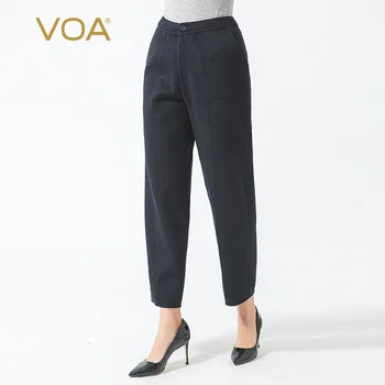 

VOA Double-Sided 14.75 Micron Small Cashmere Natural Waist One-Button xie cha dai Warm Simple Long Harem Pants SK1030
