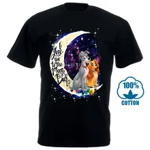 Леди и бродяга I Love You To The Moon& Back футболка черный хлопок для мужчин S 4Xl
