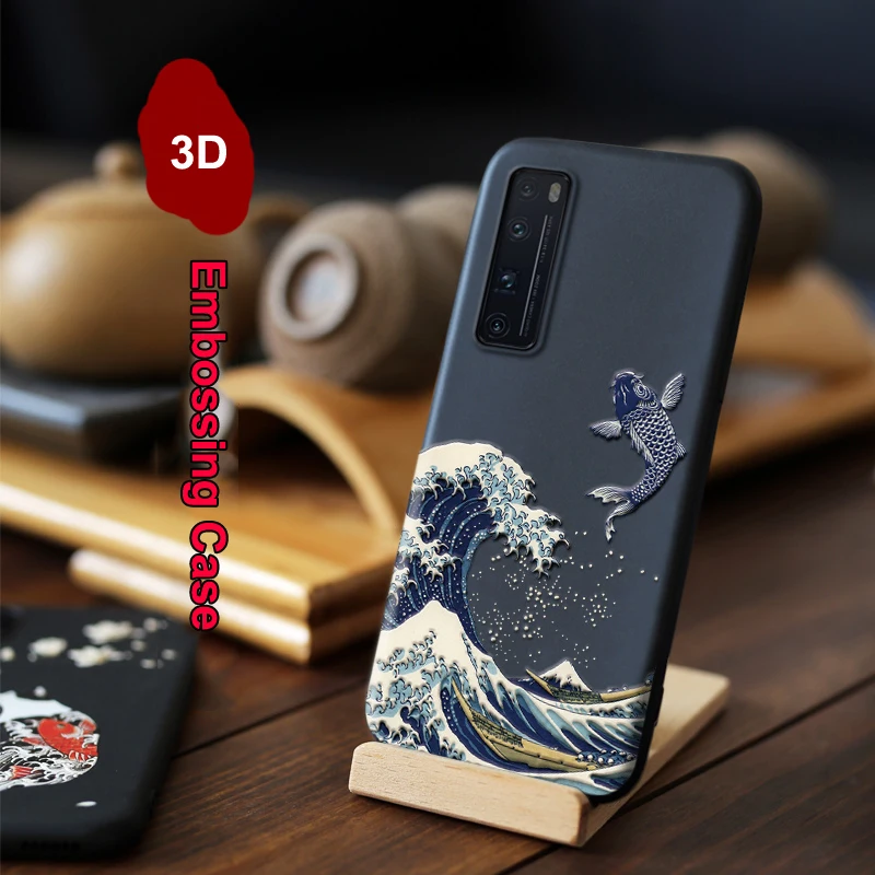 Чехол для Huawei Nova 7 SE 7i 5T 6 5G 6SE Pro 5i 4 4e 3i 3e объемный рельефный тисненый Матовый Мягкий