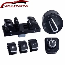 Speedwow mestre interruptor de controle da janela espelho farol nevoeiro lâmpada botão conjunto para v w j etta 6 golf gti 5 6 tiguan passat b6 cc