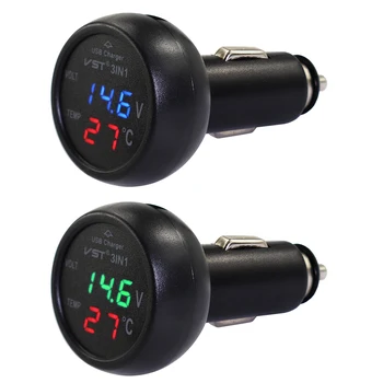 

VST B7006 3 in 1 USB Phone Adapter Charger Adapter Cigarette Lighter Power Adapter Car Battery Voltage Temp Meter