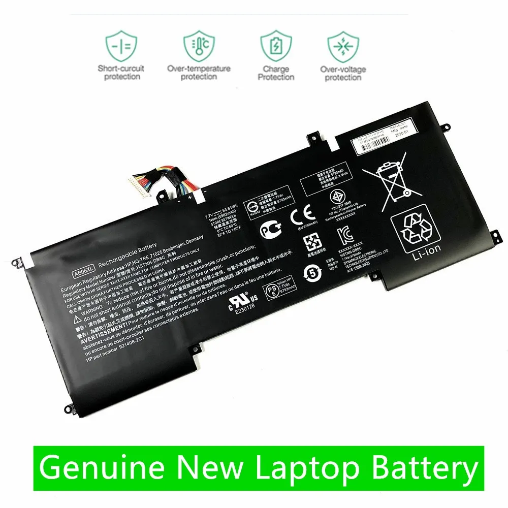 Новый аккумулятор AB06XL для HP ENVY 13-AD023TU 921408-2C1 921438-855 TPN-I128 TPNI128 7 V 53.16Wh | Компьютеры и