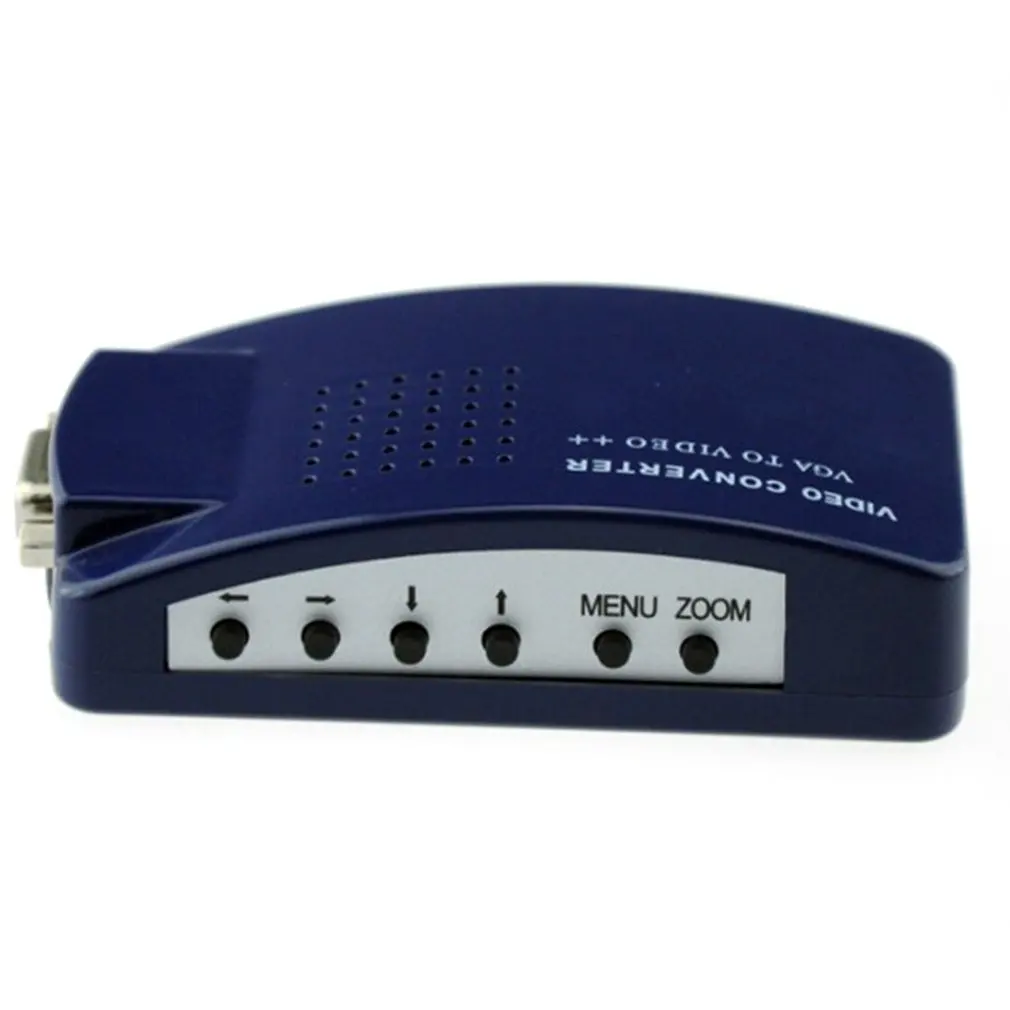 Plug& Play портативный размер VGA на коммутатор с разъемами тюльпан коробка от ПК к ТВ AV монитор Композитный S видео конвертер адаптер