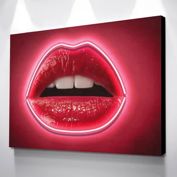 

Wall Painting Posters And Prints Picture Neon Red Lips Canvas Art Home Decor Wall Pictures For Living Room Waterproof Ink
