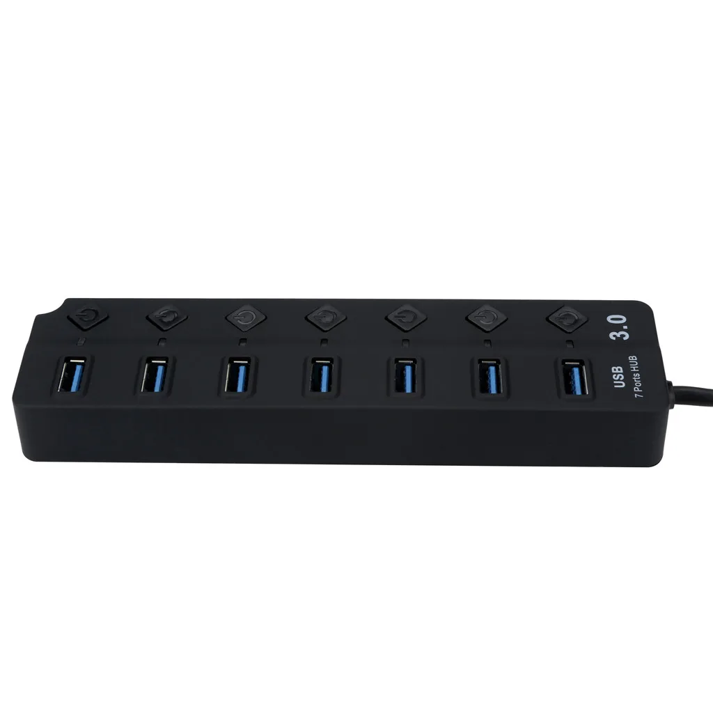 Ouhaobin USB3.0 концентратор высокой Скорость Зарядное устройство USB3.0 чип 7-Порты и разъёмы концентратор для компьютера для мобильного телефона - Цвет: Black