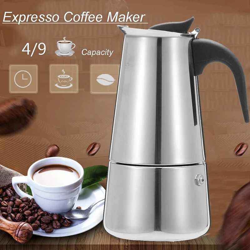 200Ml Portable Espresso Coffee Maker Moka Pot Stainless Steel with Electric Stove Filter Percolator Coffee Brewer Kettle Pot Kit