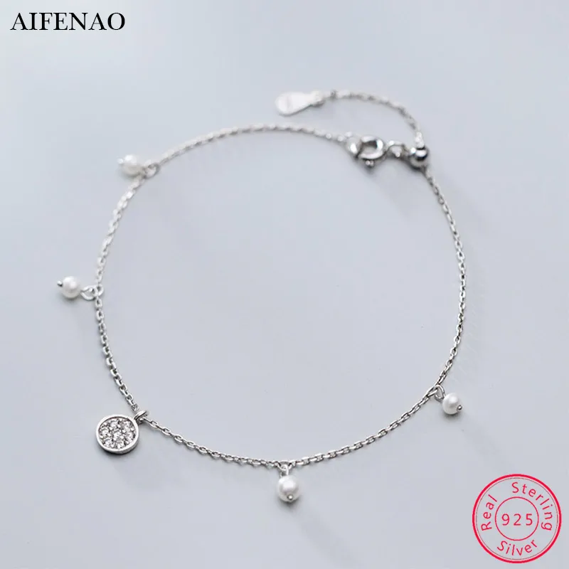 Браслет из стерлингового серебра 925 пробы, женский простой круглый синтетический жемчуг браслет, великолепный браслет, Свадебная вечеринка, модные украшения