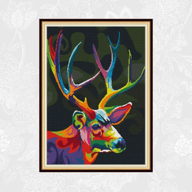 Joy sunday Colorful Deer Counted Cross Stitch 11CT 14CT DIY Embroidery Thread Sets Home Decor Needlework Aida Kits | Дом и сад