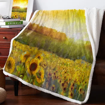 

BIGHOUSES Throw Blanket Sunflower Watercolor Fleece Blankets Personalized Blankets Bedclothes