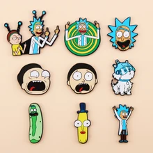 漫画リックと Morty ピン天才マッド科学者バッジボタンブローチアニメ愛好家デニムシャツラペルピン(China)