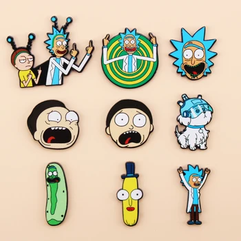 

Cartoon icons Style Rick and Morty pin Genius mad scientist Badge Buttons Brooch Anime Lovers Denim Shirt Lapel pins