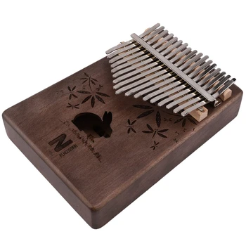 

New 17 Keys Kalimba Rabbit Thumb Piano Mahogany Wood Finger Piano Musical Instrument with Tuner Hammer Storage Box