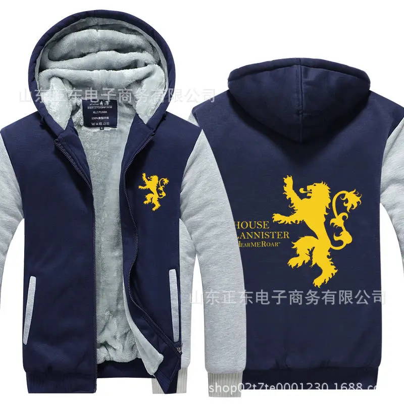 Blue and Gray 3 GOT Игра престолов волк Таргариен толстый Свитшот спортивная толстовка на молнии с капюшоном унисекс спортивный костюм Топ пальто куртка костюм - Цвет: Blue and Gray 3