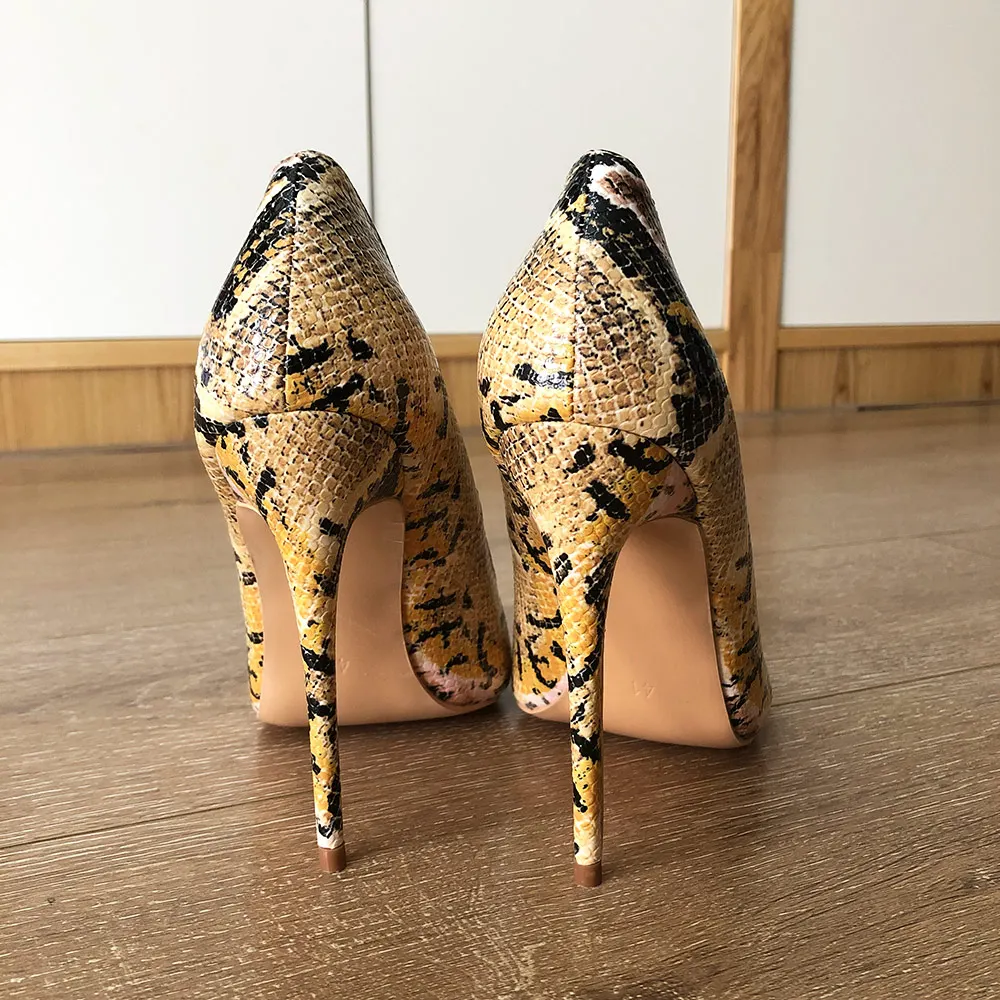 Women Snakeskin Embossed Point Toe Stiletto Heeled Court Pumps, Funky  Outdoor Pumps | SHEIN USA