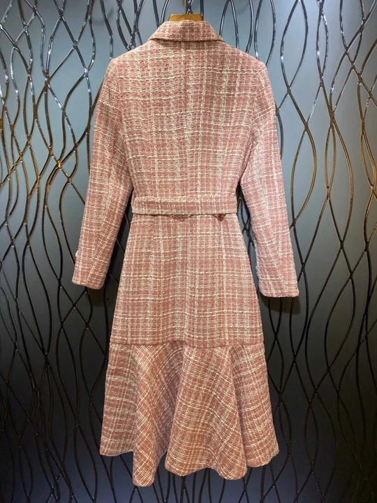 early autumn new women's lapel double-breasted tie knotted long-sleeved dress