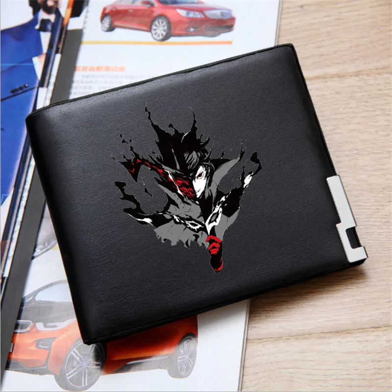 

2019 Hot Sale Game Persona 5 P5 Printing Unisex Purse Pu Leather Short Wallet Card Holder PU Leather Money Bag