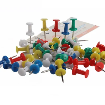 

100 Pcs/Box Plastic Push Pins Offic Binding Cork Board Safety Colored Pin Big Head Needle Pins