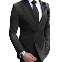 Мужской костюм, 2 предмета, v-образный вырез, для отдыха, зубчатый нагрудный смокинг, деловой мужской костюм, Повседневный, для свадьбы(пиджак+ брюки+ жилет