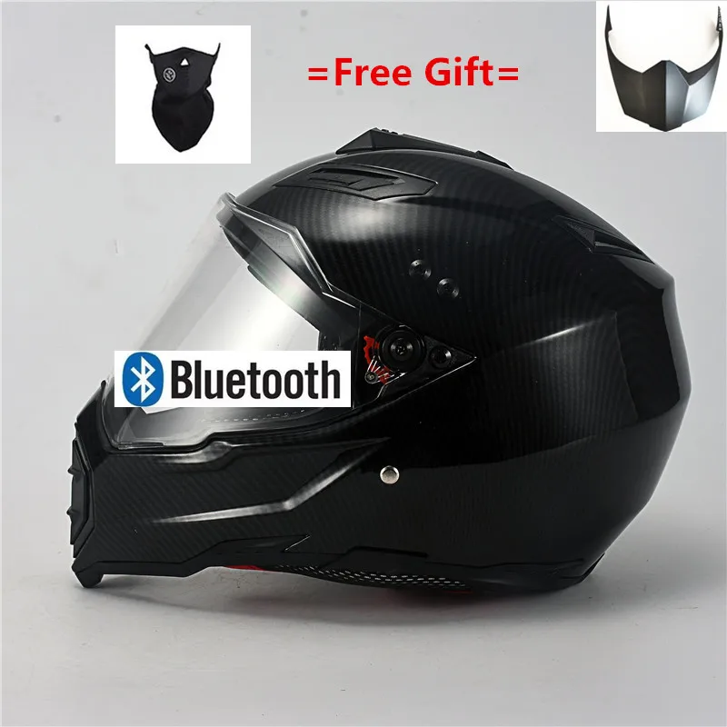 DOT Solid Matt Black Motorcycle Helmet Full Face Scooter Crash Motorbike Safety with bluetooth - Цвет: BT-ABS-gloss-clear