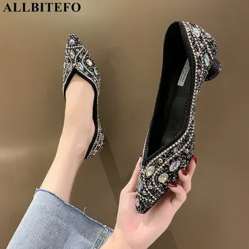 

ALLBITEFO fashion Sequins thick heels comfortable women shoes brand high heels office ladies shoes women high heel shoes