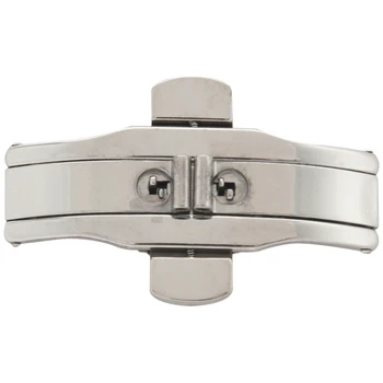 

Double Push Button Butterfly Clasp Buckle Silver For 15mm Watch Band Strap