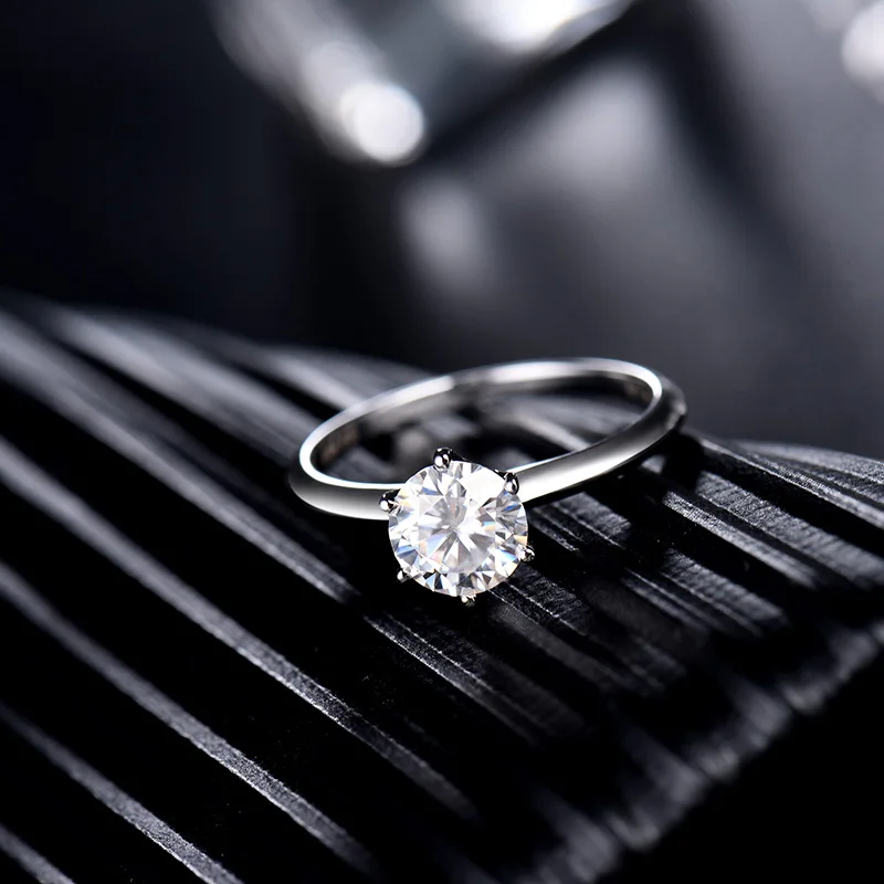 2ct Moissanite LOVERJEWELRY для женщин классический стиль обручение Свадьба 1ct 2ct кольца с муассанитом 14 к белое золото для женщин подарок на день рождения ювелирные изделия - Цвет камня: 2ct Moissanite