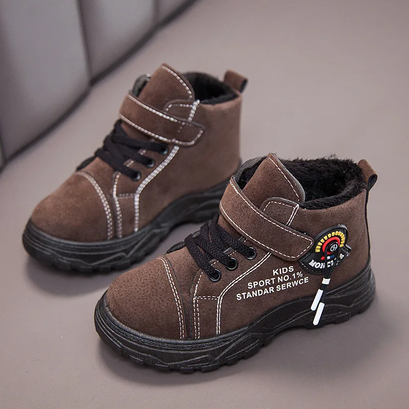 

2020 Children Warm Boys Girls Sneaker Boots Kids Baby Casual Shoes Anti-slip Fashion Zip Soft Pu Leather Breathable Boot Baby