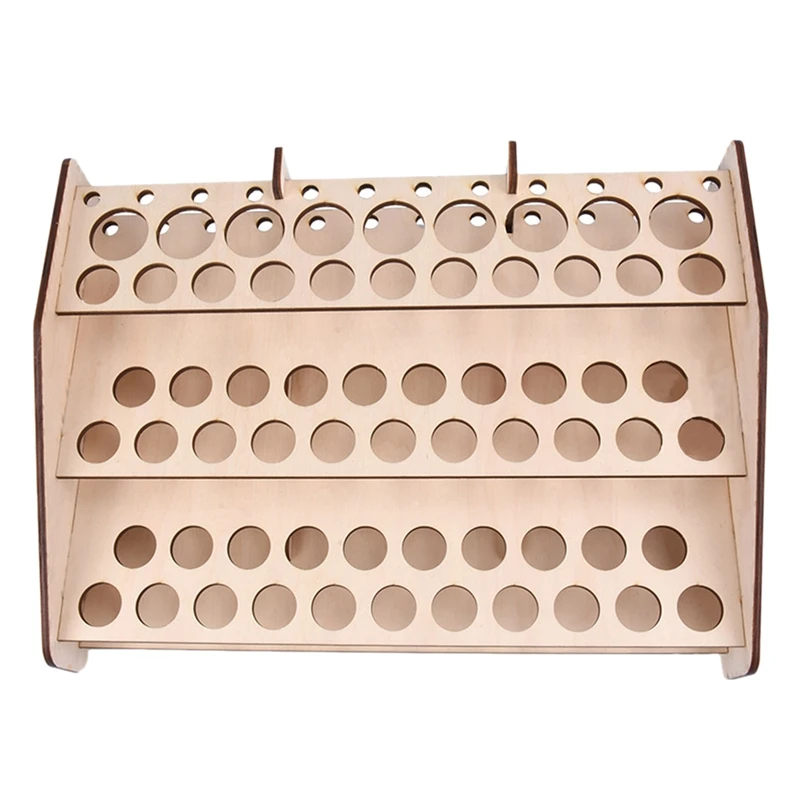74 Hole Wooden Pigment Bottle Storage Organizer Color Paint Ink Brush Stand Rack Modular Holder School