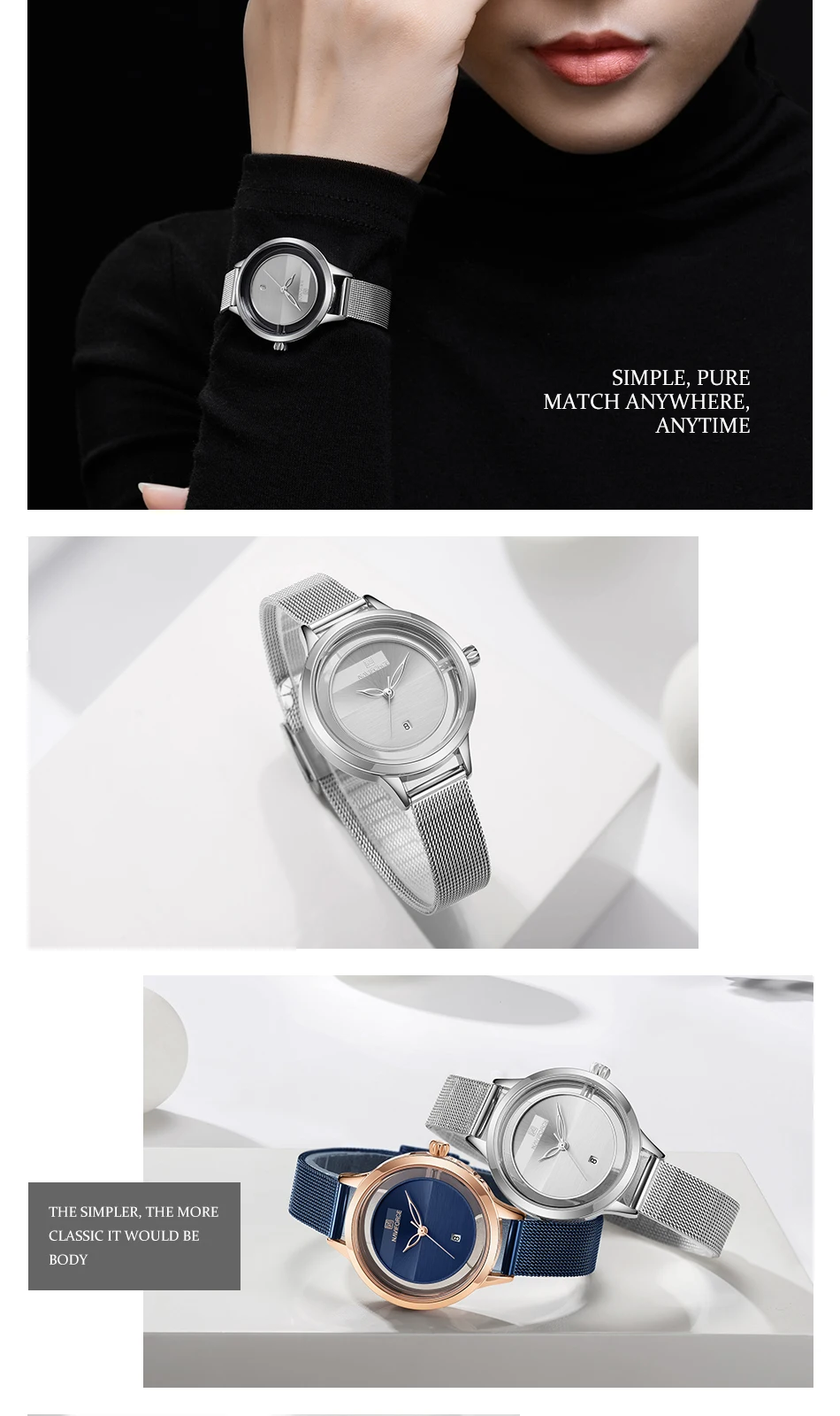 NAVIFORCE, новые женские часы, женские роскошные простые кварцевые наручные часы, модный браслет, водонепроницаемые часы с датой, Relogio Feminino
