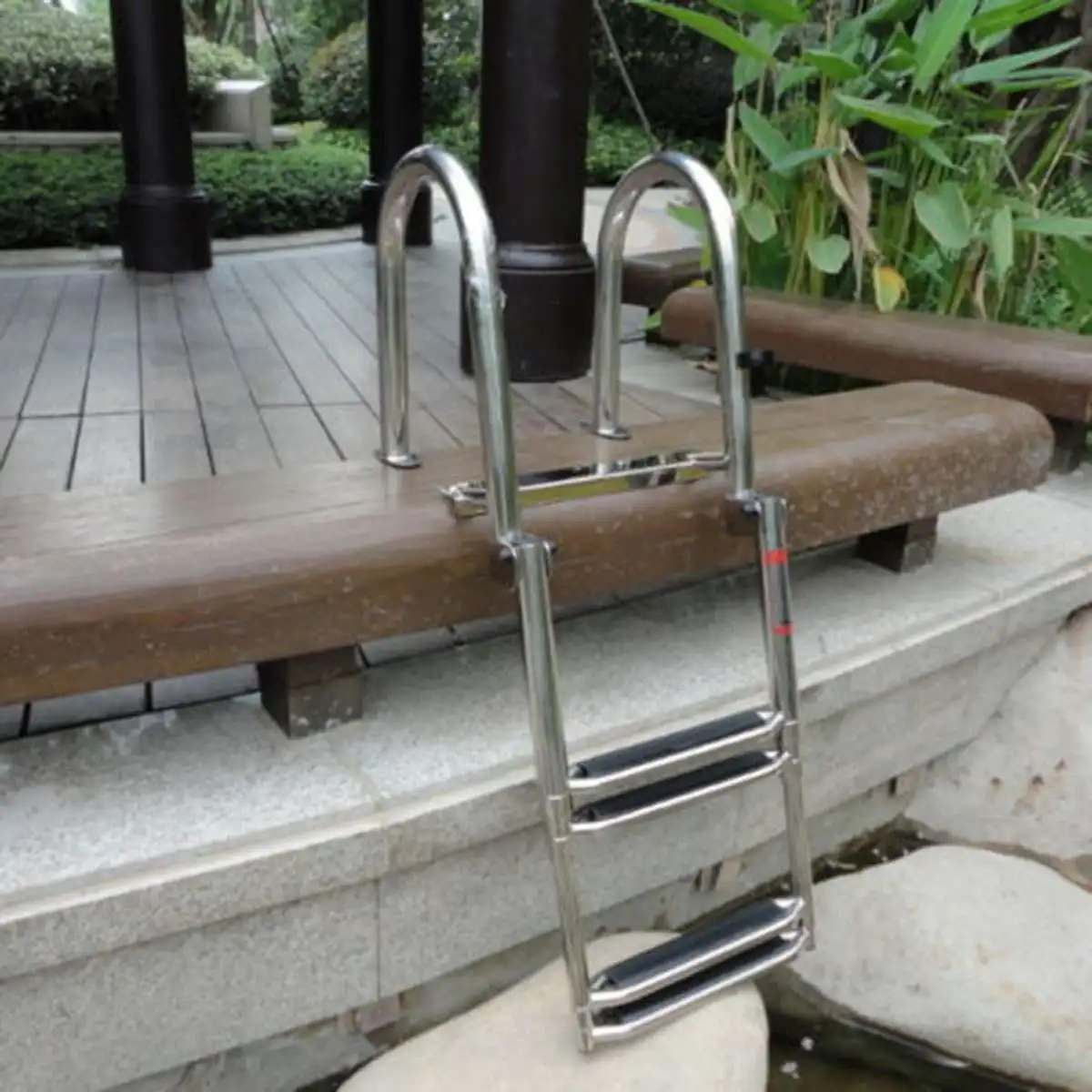 

Stainless Steel 4 Step Ladder Dock Boat Ladder Ship Yacht Decorative Marine Swimming Pool Hardware Accessory Foldable Scalable