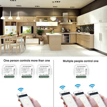 

Wifi Smart Switch DIY Breaker Module 2-way Control Switch Panel Switch Independent Control Smart APP Remote Control FKU6