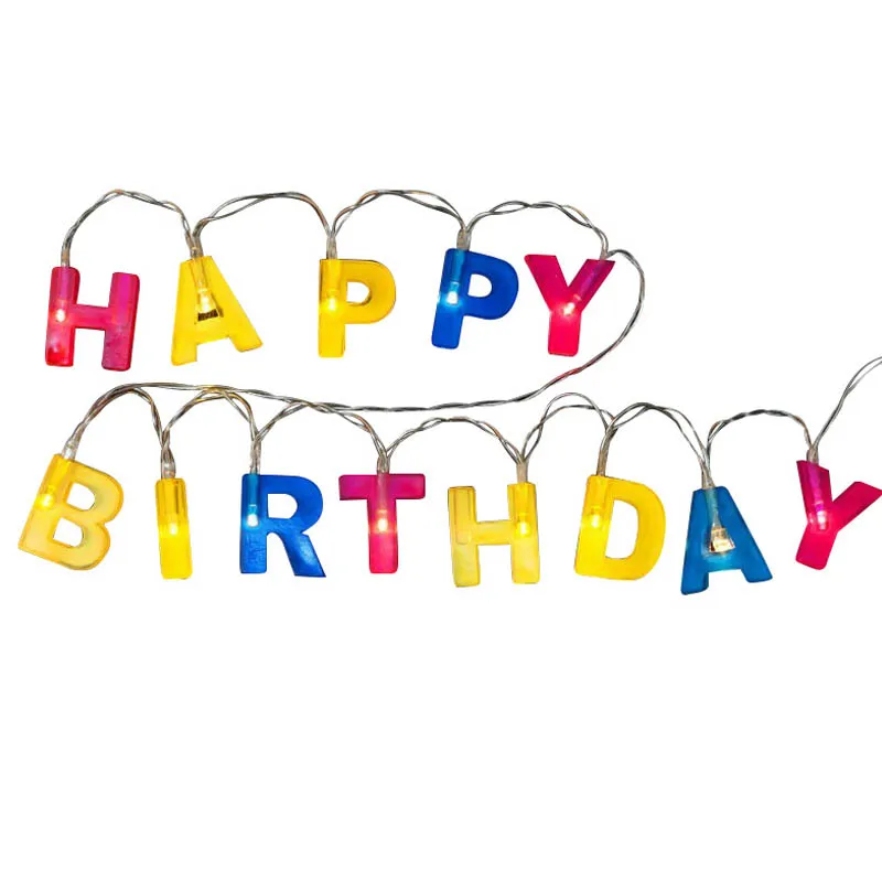 

1 Set Letter Happy Birthday Christmas Decorative Fairy Lights Battery Power LED String Light Holiday Party Lamp LED Garland